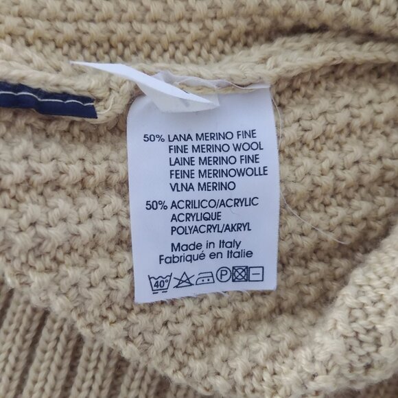 Vintage made in Italy Men's Large merino wool blend thick yellow sweater - Picture 12 of 16